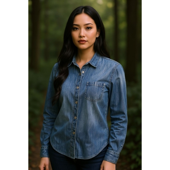 Old Navy Tops - Old Navy "The Classic Shirt" in Blue | Long Sleeve Button-Down | Women’s Size S
